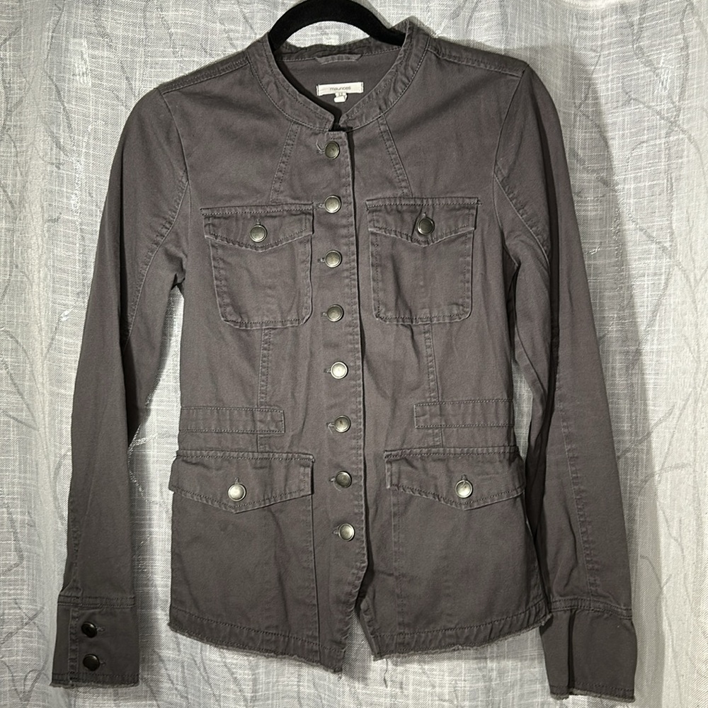 Military Jacket, Solid Button Down By Maurices Si… - image 2